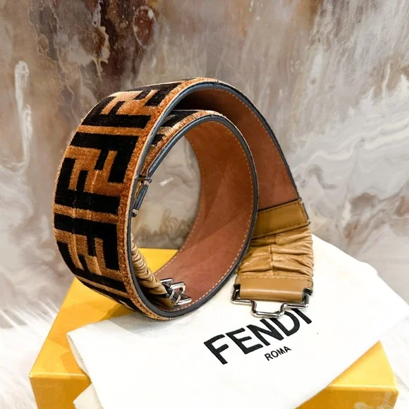 Fendi | Accessories | Fendi Velvet Tobacco Ff Logo Waist  display picture 2